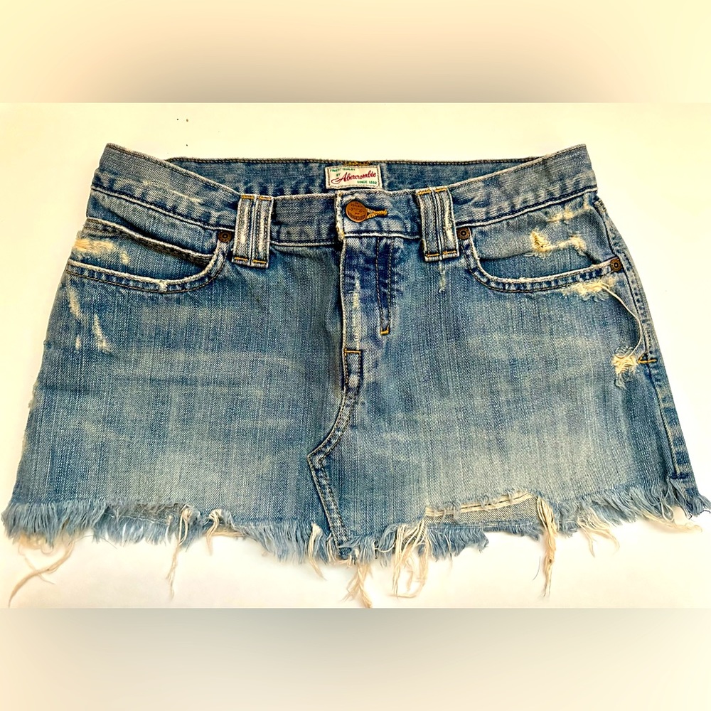 Y2K Abercrombie and Fitch Distressed Mini Jean Skirt